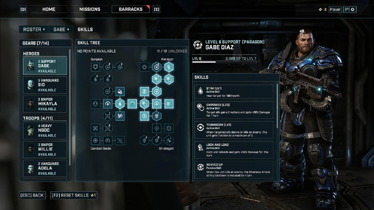 درخت پیشرفت در بازی Gears Tactics