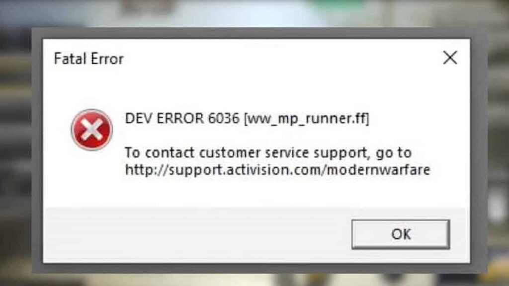 Call of duty modern warfare 2019 ошибка dev error 6036