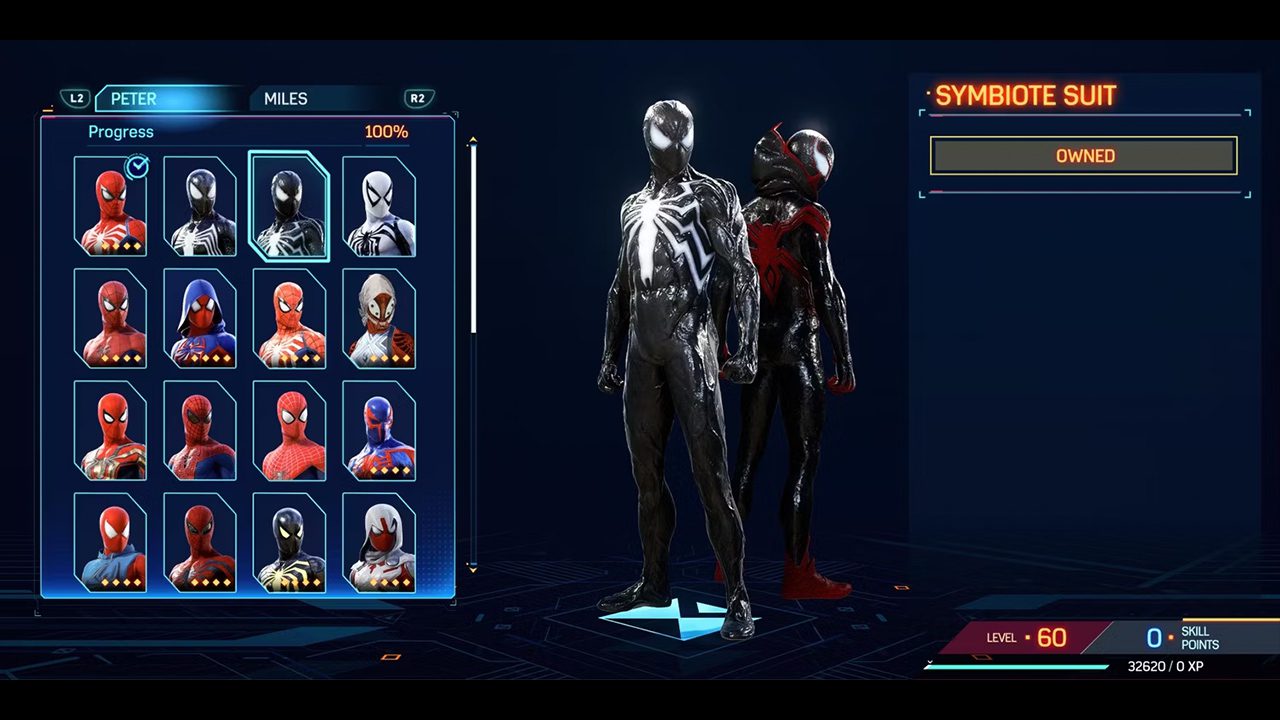 لباس Symbiote Suit بازی Spider-Man 2